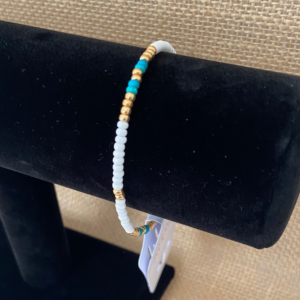 Bloom Gold and Turquoise Beaded Bracelet
